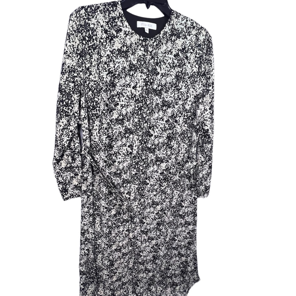 Stella Rose Long Sleeve Midi Dress Sz 8 Full Length Front Button Closure Belt Pr